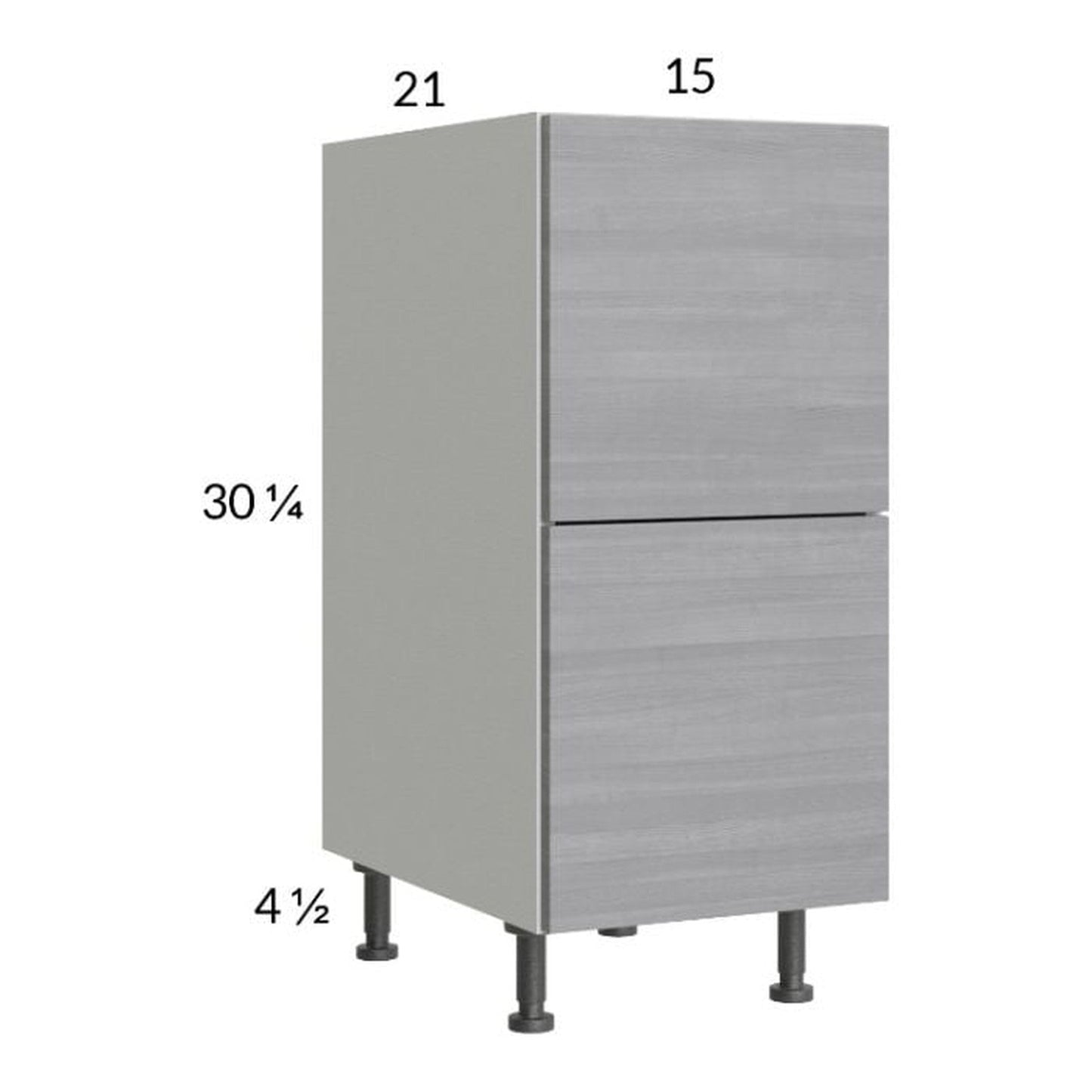 RTA Euro Grey 15" 2-Drawer Vanity Base Cabinet with 1 Inner Drawer