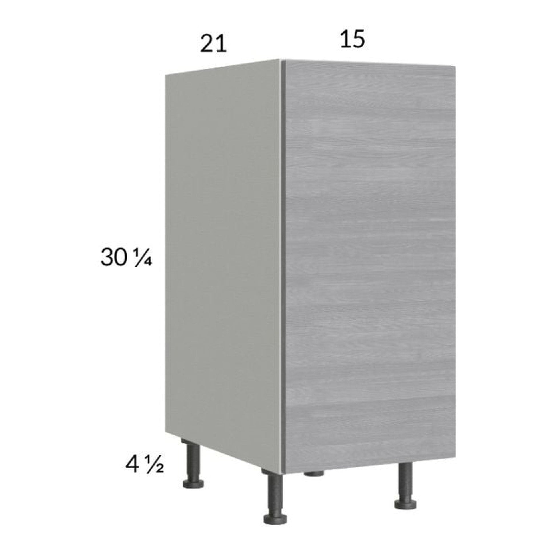 RTA Euro Grey 15" Full Height Door Vanity Base Cabinet