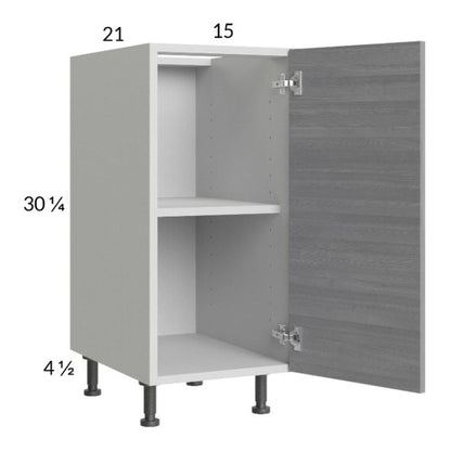 RTA Euro Grey 15" Full Height Door Vanity Base Cabinet with 2 Finished End Panels