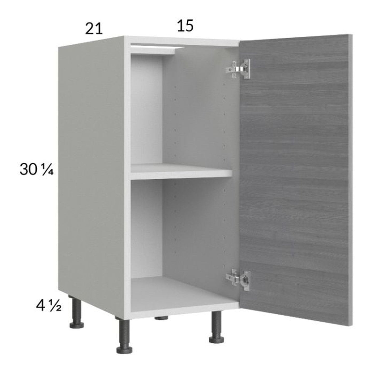 RTA Euro Grey 15" Full Height Door Vanity Base Cabinet