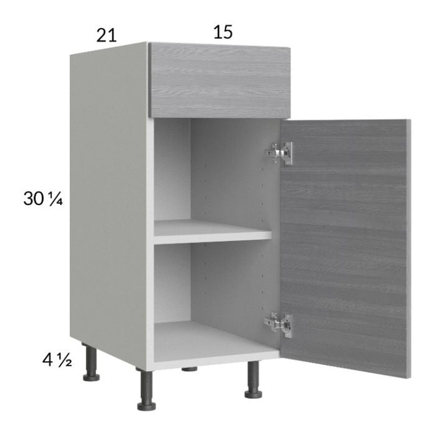 RTA Euro Grey 15" Vanity Base Cabinet with 1 Finished End Panel