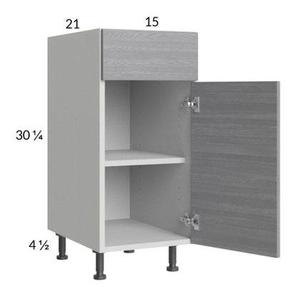 RTA Euro Grey 15" Vanity Base Cabinet with 1 Finished End Panel