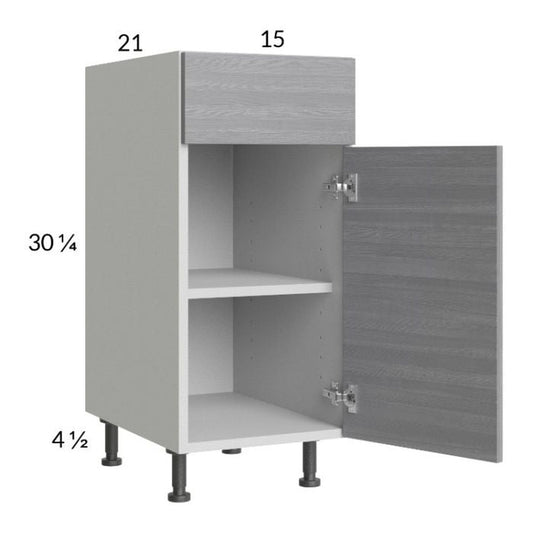 RTA Euro Grey 15" Vanity Base Cabinet with 1 Finished End Panel