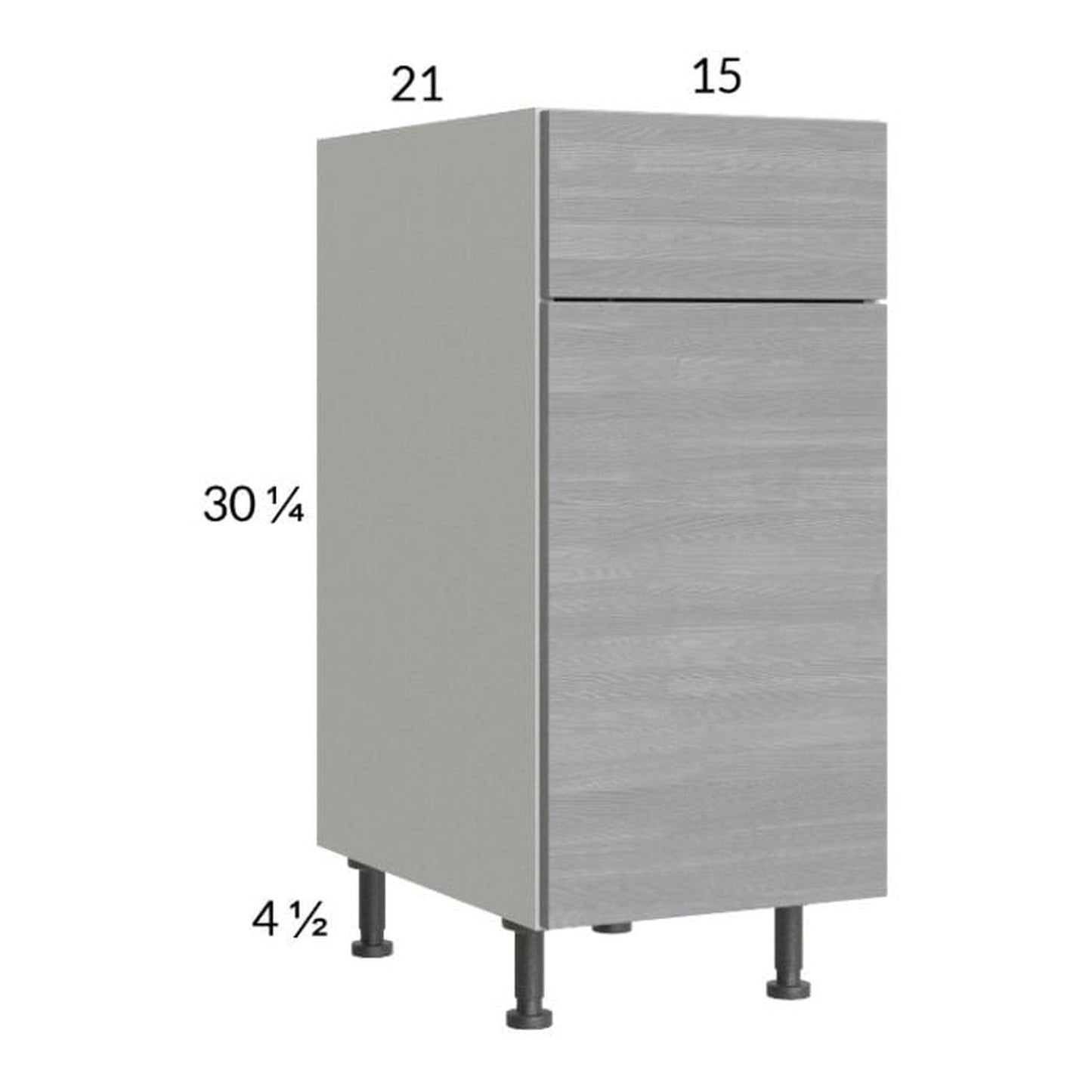 RTA Euro Grey 15" Vanity Base Cabinet with 2 Finished End Panels