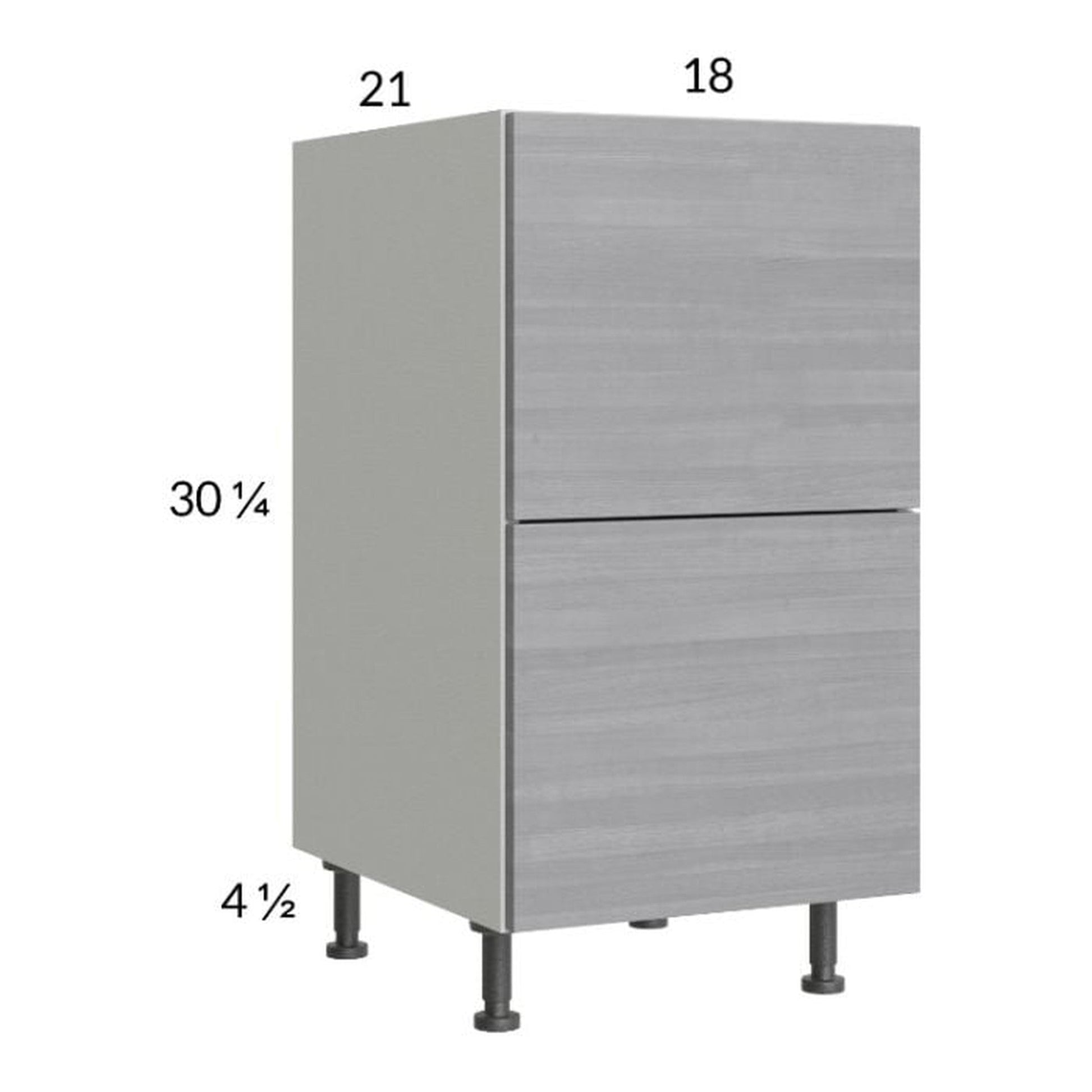 RTA Euro Grey 18" 2-Drawer Vanity Base Cabinet with 1 Finished End Panel