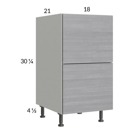 RTA Euro Grey 18" 2-Drawer Vanity Base Cabinet with 1 Finished End Panel