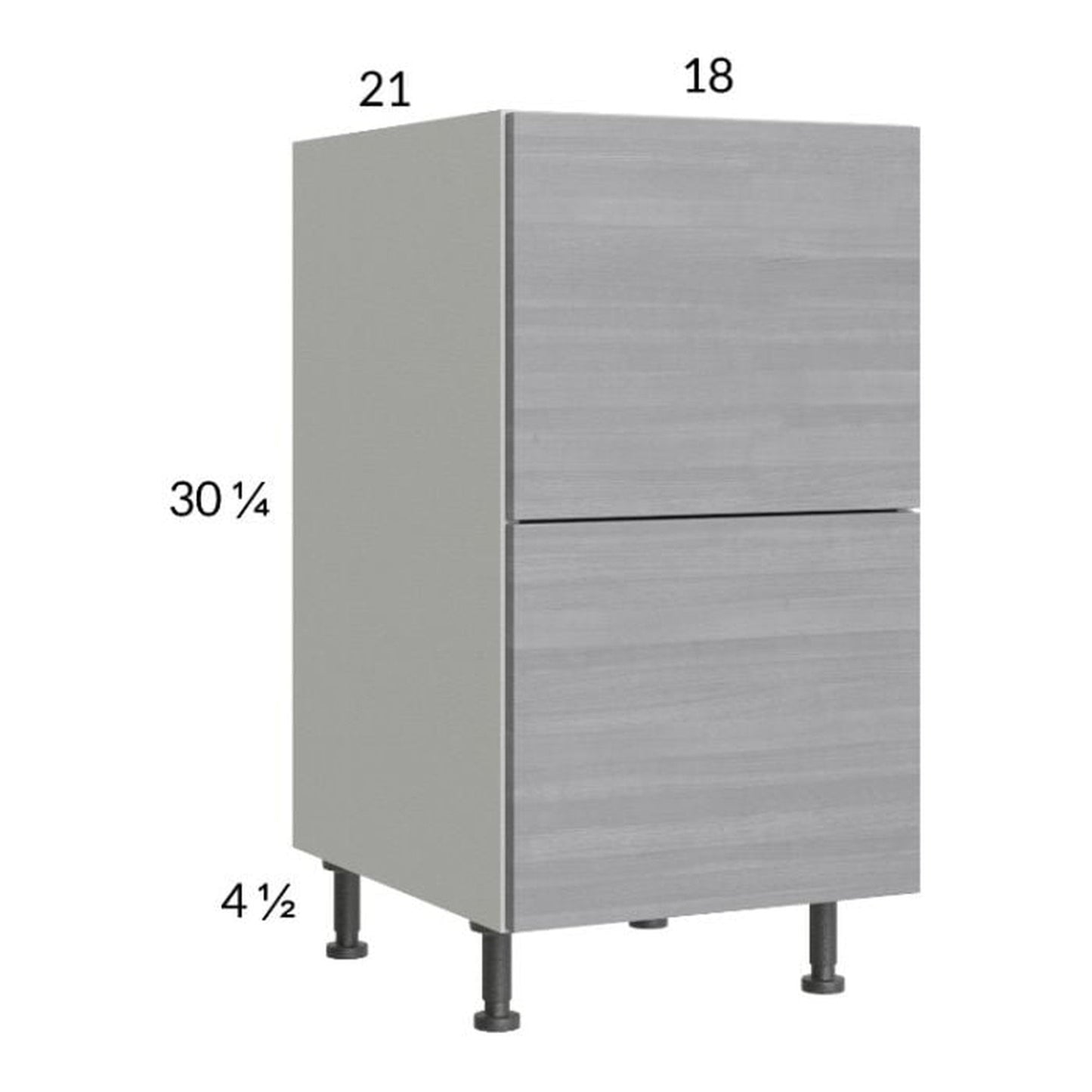 RTA Euro Grey 18" 2-Drawer Vanity Base Cabinet with 1 Inner Drawer