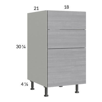 RTA Euro Grey 18" 3-Drawer Vanity Base Cabinet with 1 Finished End Panel