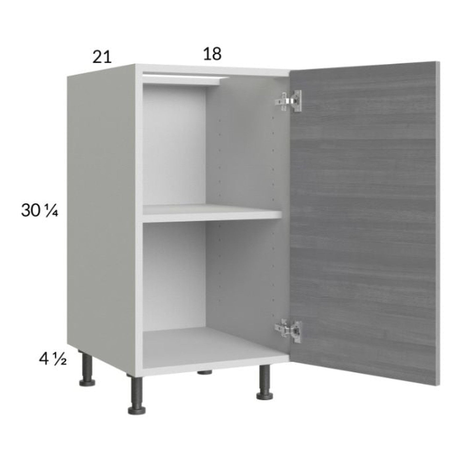 RTA Euro Grey 18" Full Height Door Vanity Base Cabinet with 2 Finished End Panels