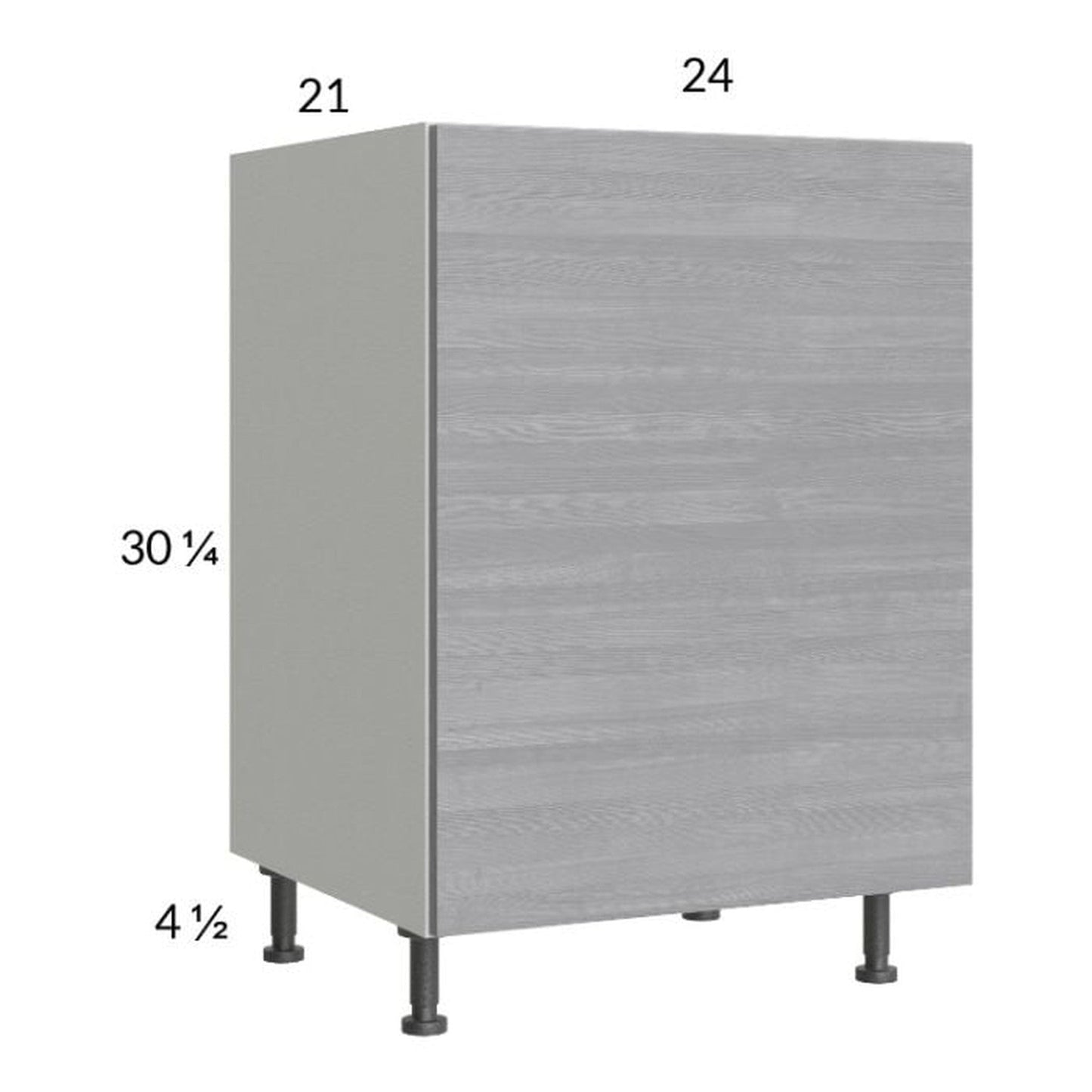 RTA Euro Grey 24" Full Height Door Vanity Sink Base Cabinet with 1 Door and 2 Finished End Panels