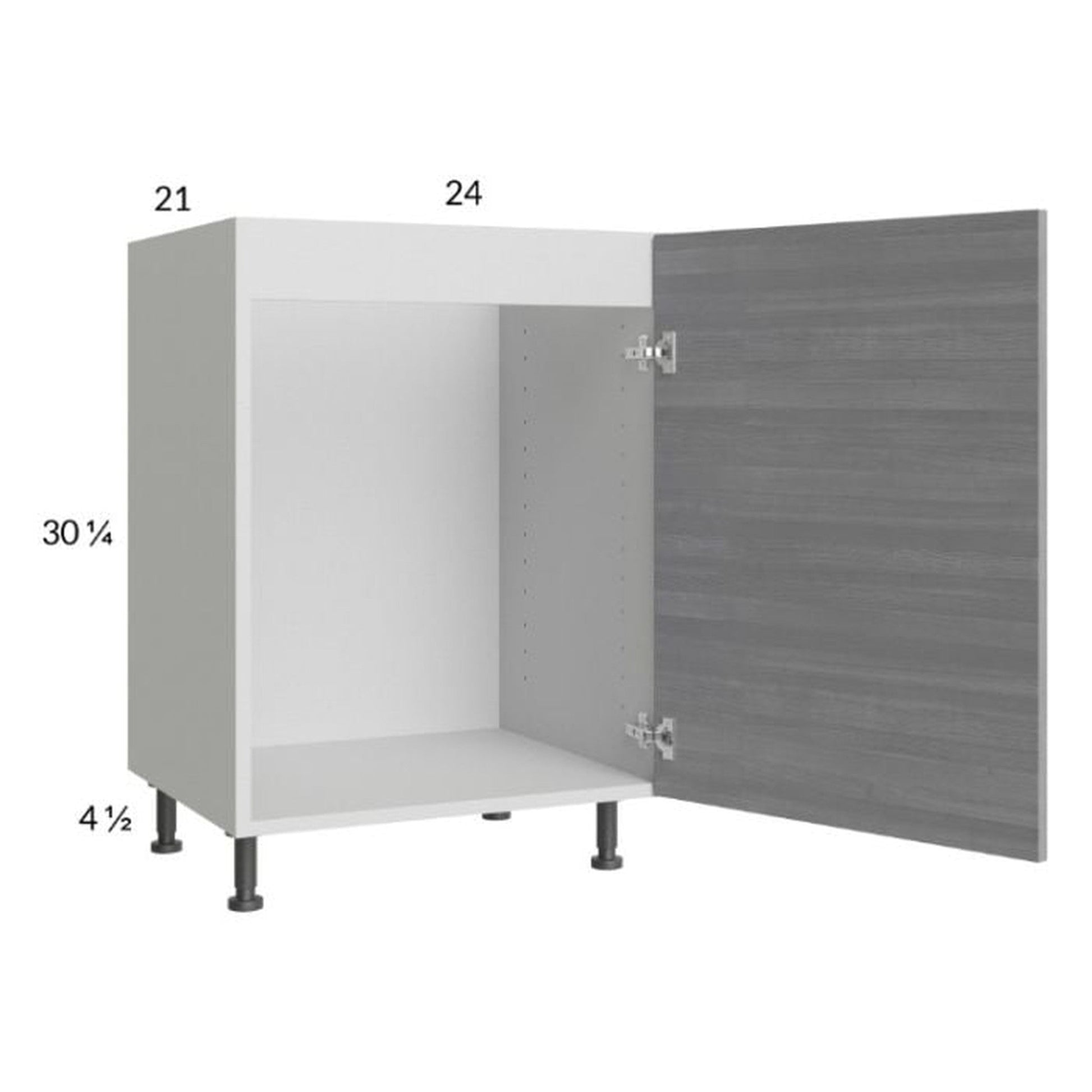 RTA Euro Grey 24" Full Height Door Vanity Sink Base Cabinet with 1 Door and 2 Finished End Panels