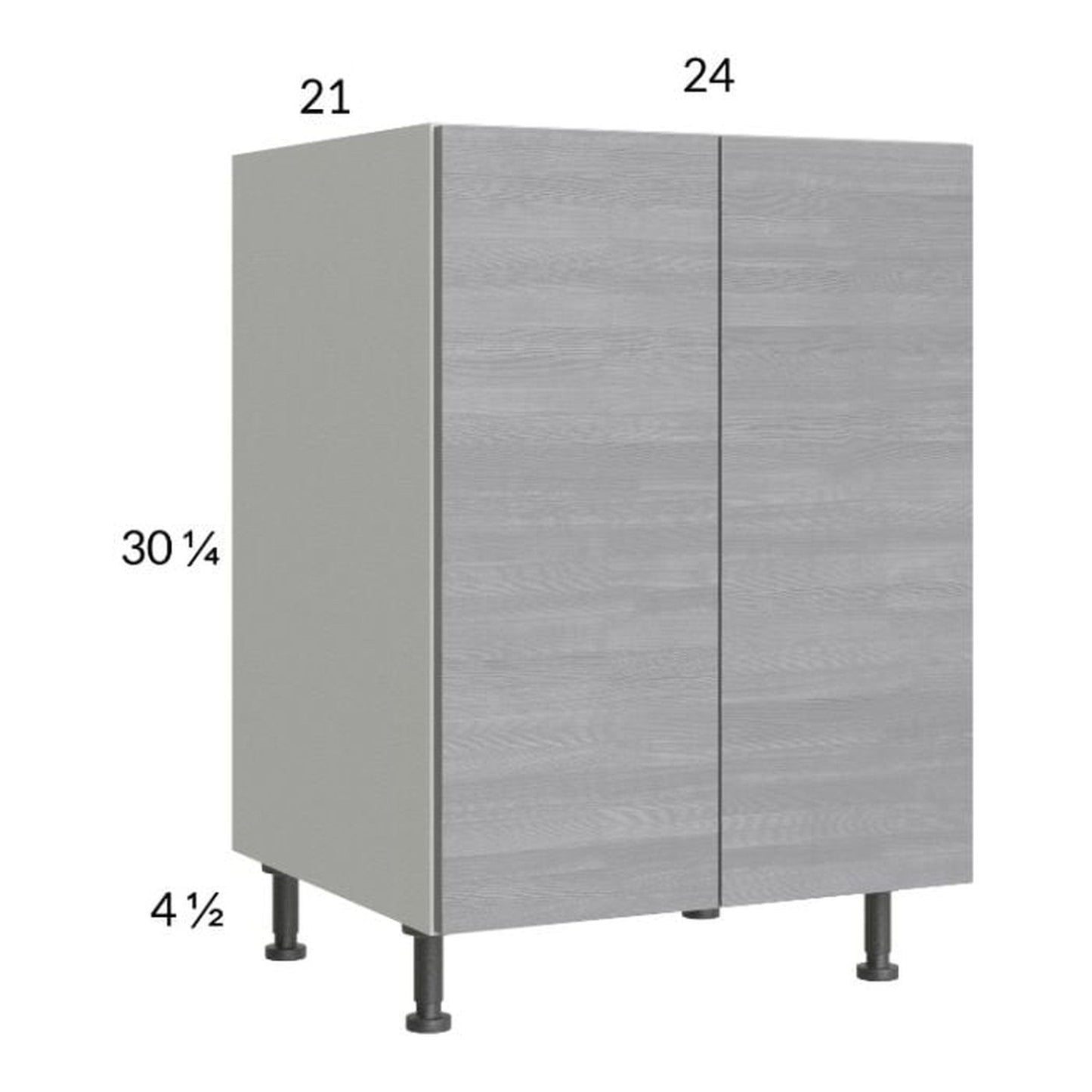 RTA Euro Grey 24" Full Height Door Vanity Sink Base Cabinet with 1 Finished End Panel