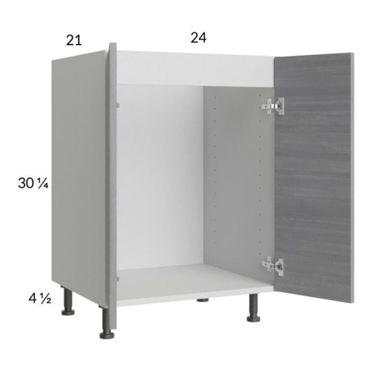 RTA Euro Grey 24" Full Height Door Vanity Sink Base Cabinet with 1 Finished End Panel