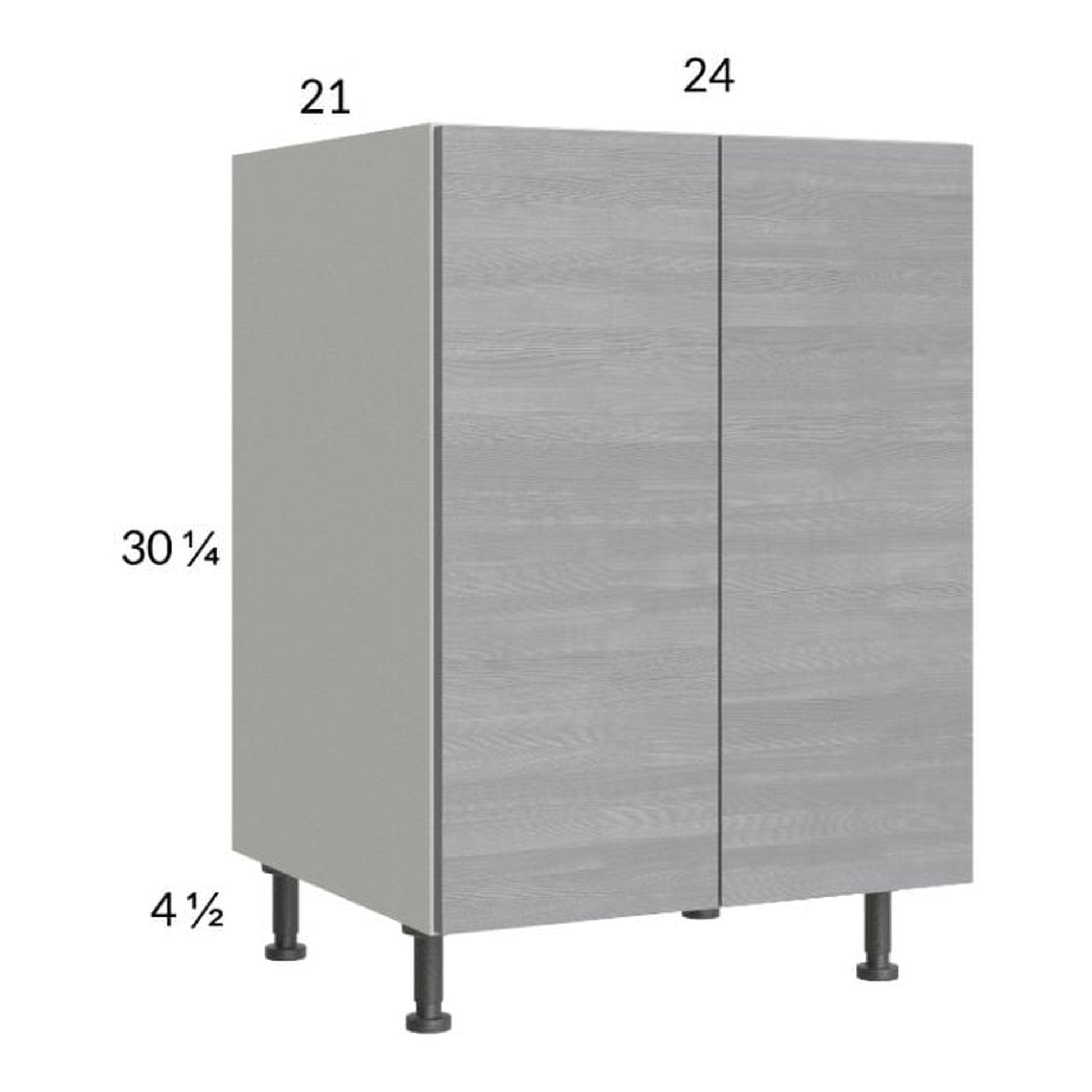 RTA Euro Grey 24" Full Height Door Vanity Sink Base Cabinet with 2 Finished End Panels