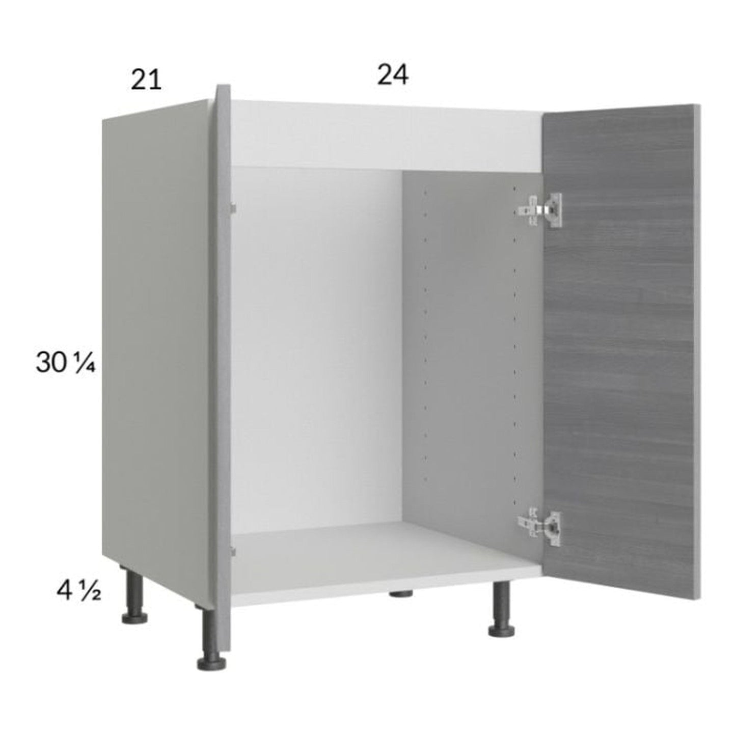 RTA Euro Grey 24" Full Height Door Vanity Sink Base Cabinet