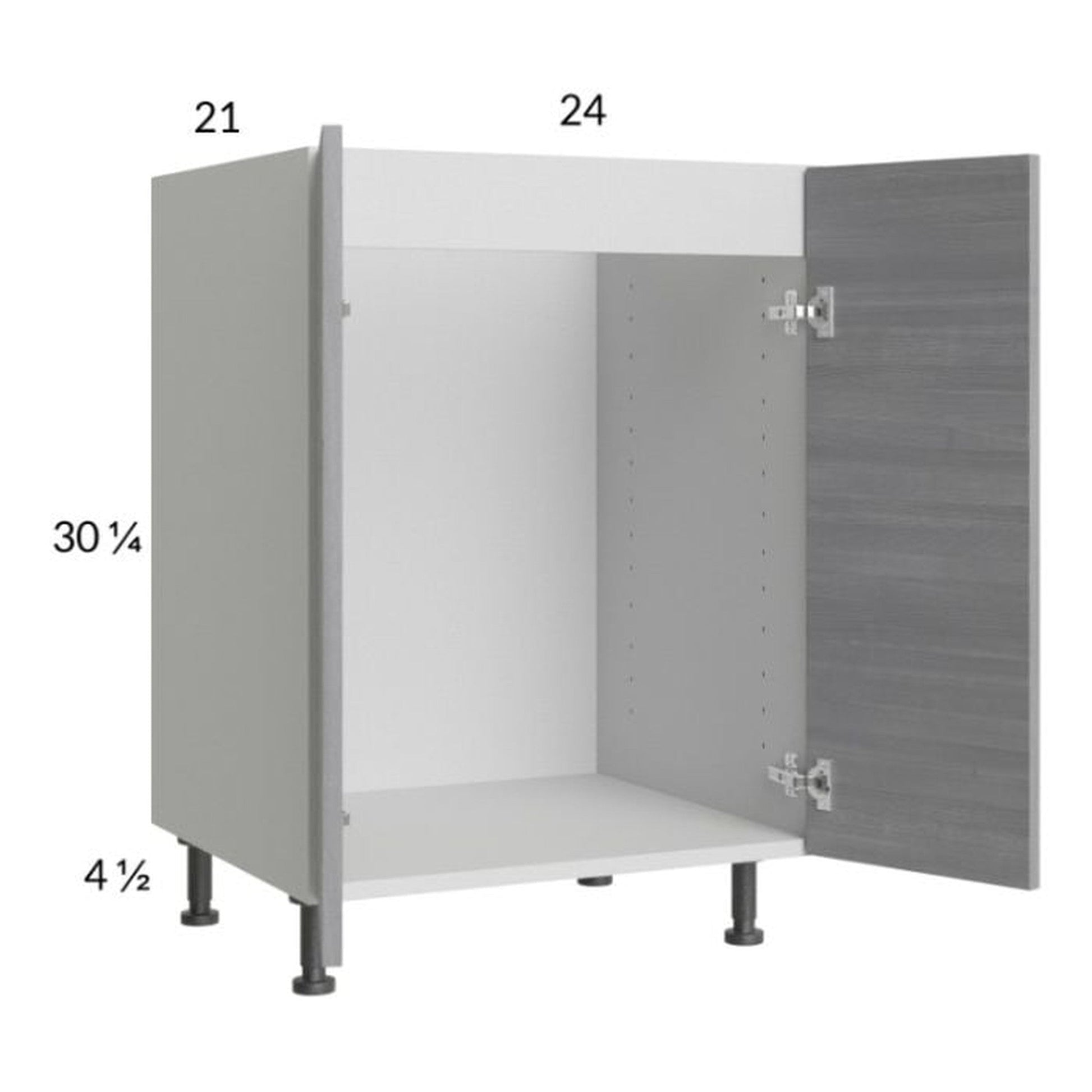 RTA Euro Grey 24" Full Height Door Vanity Sink Base Cabinet