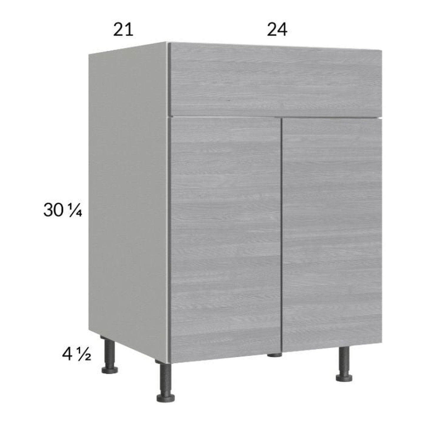 RTA Euro Grey 24" Vanity Sink Base Cabinet with 1 Finished End Panel