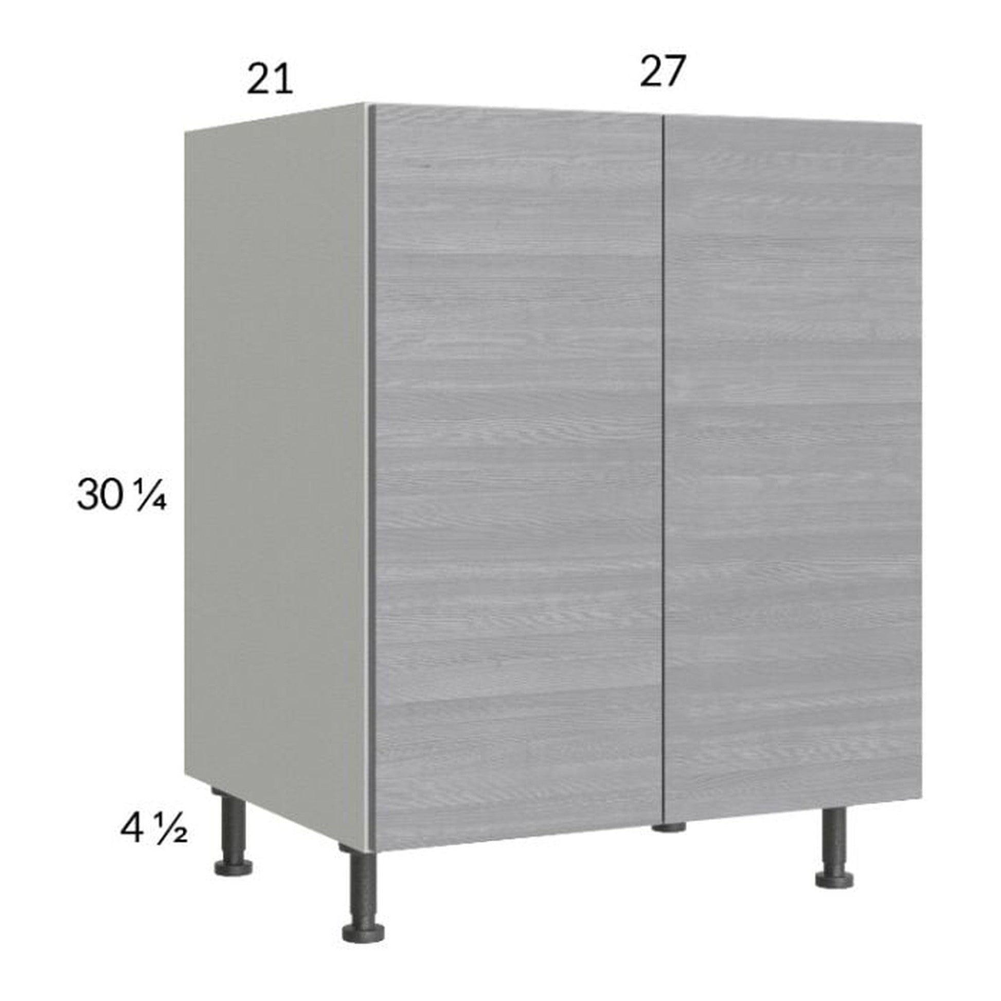 RTA Euro Grey 27" Full Height Door Vanity Sink Base Cabinet