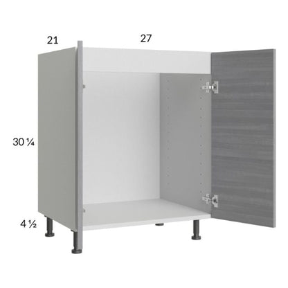 RTA Euro Grey 27" Full Height Door Vanity Sink Base Cabinet with 1 Finished End Panel