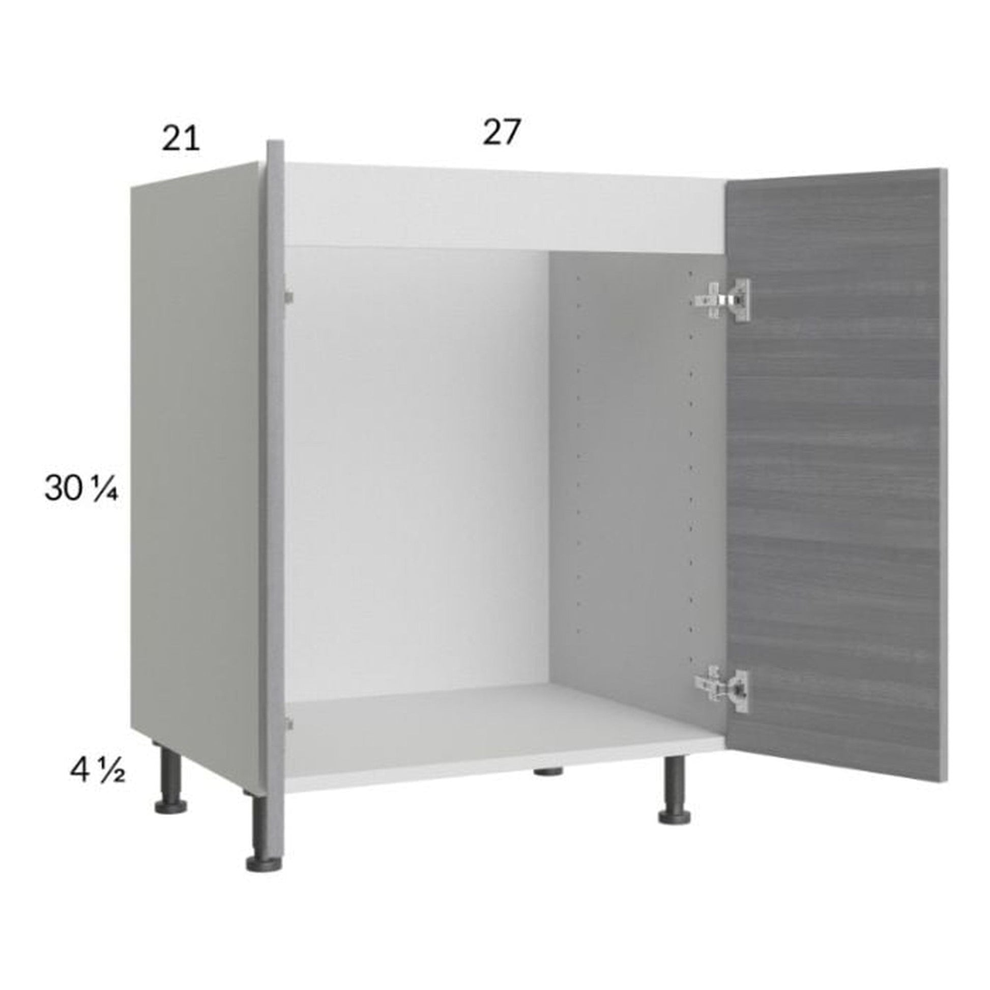 RTA Euro Grey 27" Full Height Door Vanity Sink Base Cabinet with 2 Finished End Panels