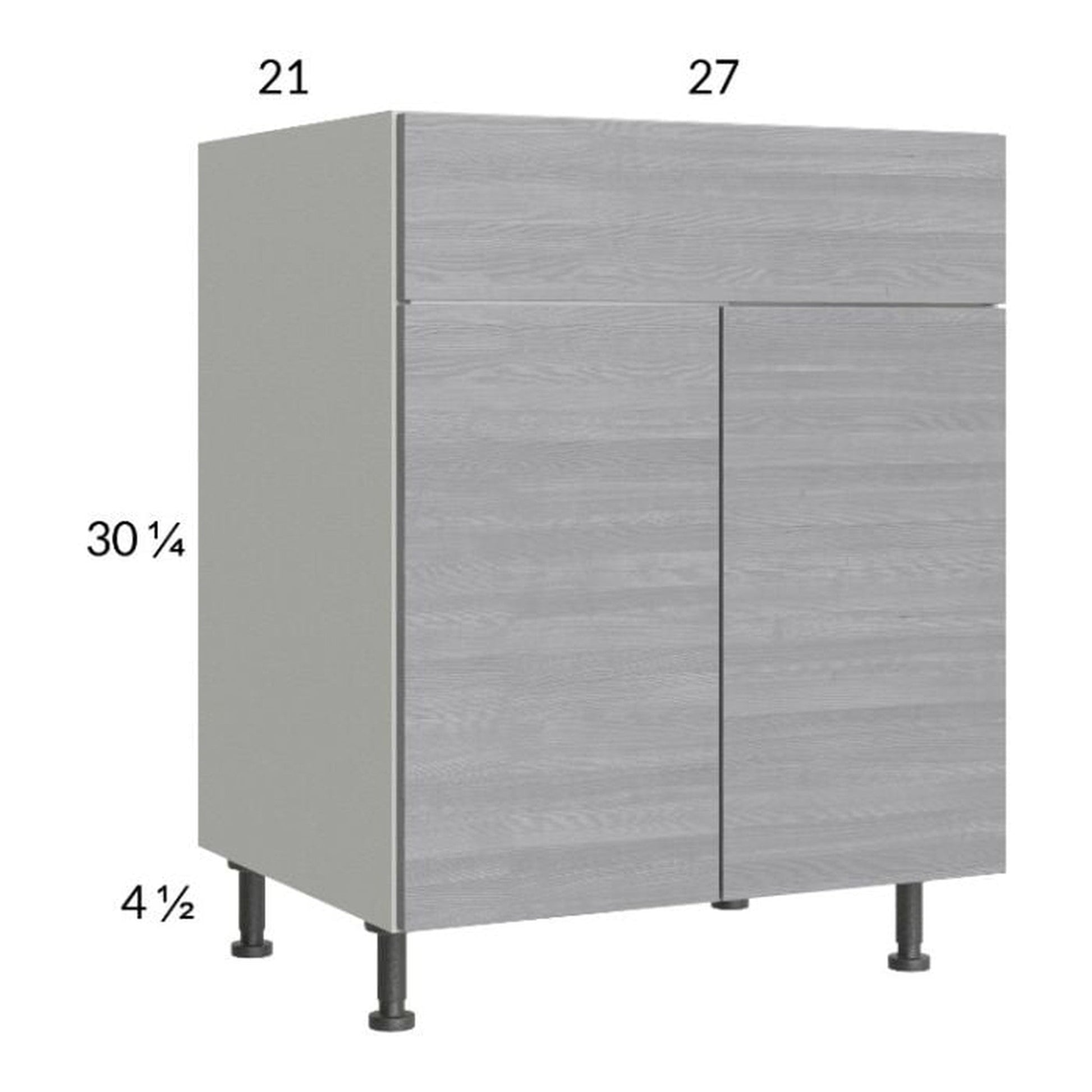 RTA Euro Grey 27" Vanity Sink Base Cabinet with 1 Finished End Panel