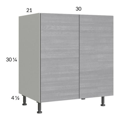 RTA Euro Grey 30" Full Height Door Vanity Sink Base Cabinet with 2 Finished End Panels