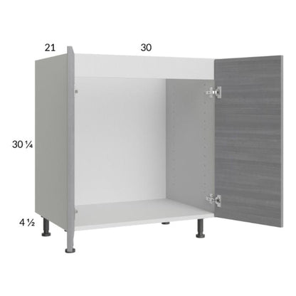 RTA Euro Grey 30" Full Height Door Vanity Sink Base Cabinet with 2 Finished End Panels