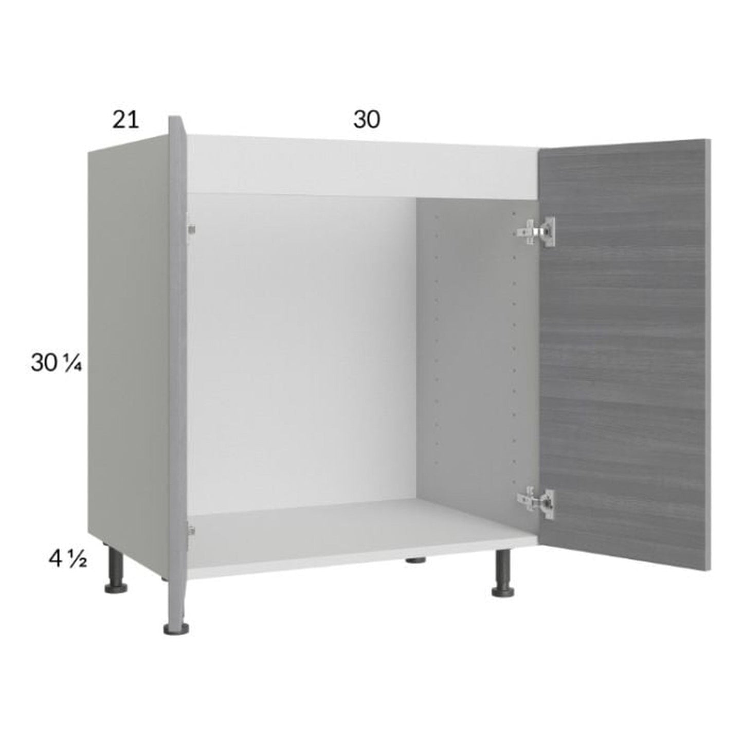 RTA Euro Grey 30" Full Height Door Vanity Sink Base Cabinet