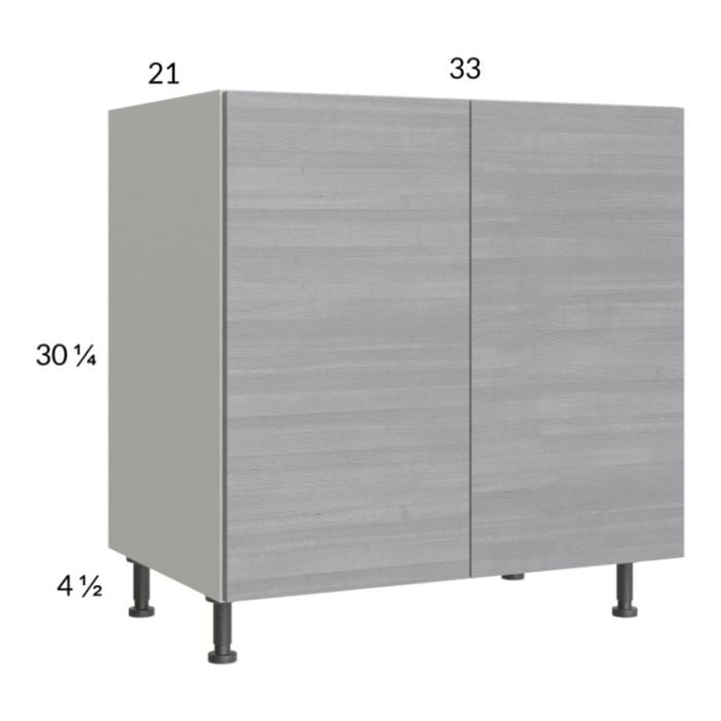 RTA Euro Grey 33" Full Height Door Vanity Sink Base Cabinet