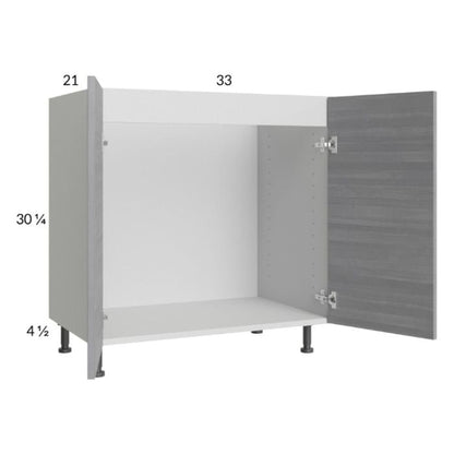 RTA Euro Grey 33" Full Height Door Vanity Sink Base Cabinet with 1 Finished End Panel