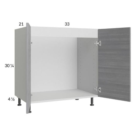 RTA Euro Grey 33" Full Height Door Vanity Sink Base Cabinet