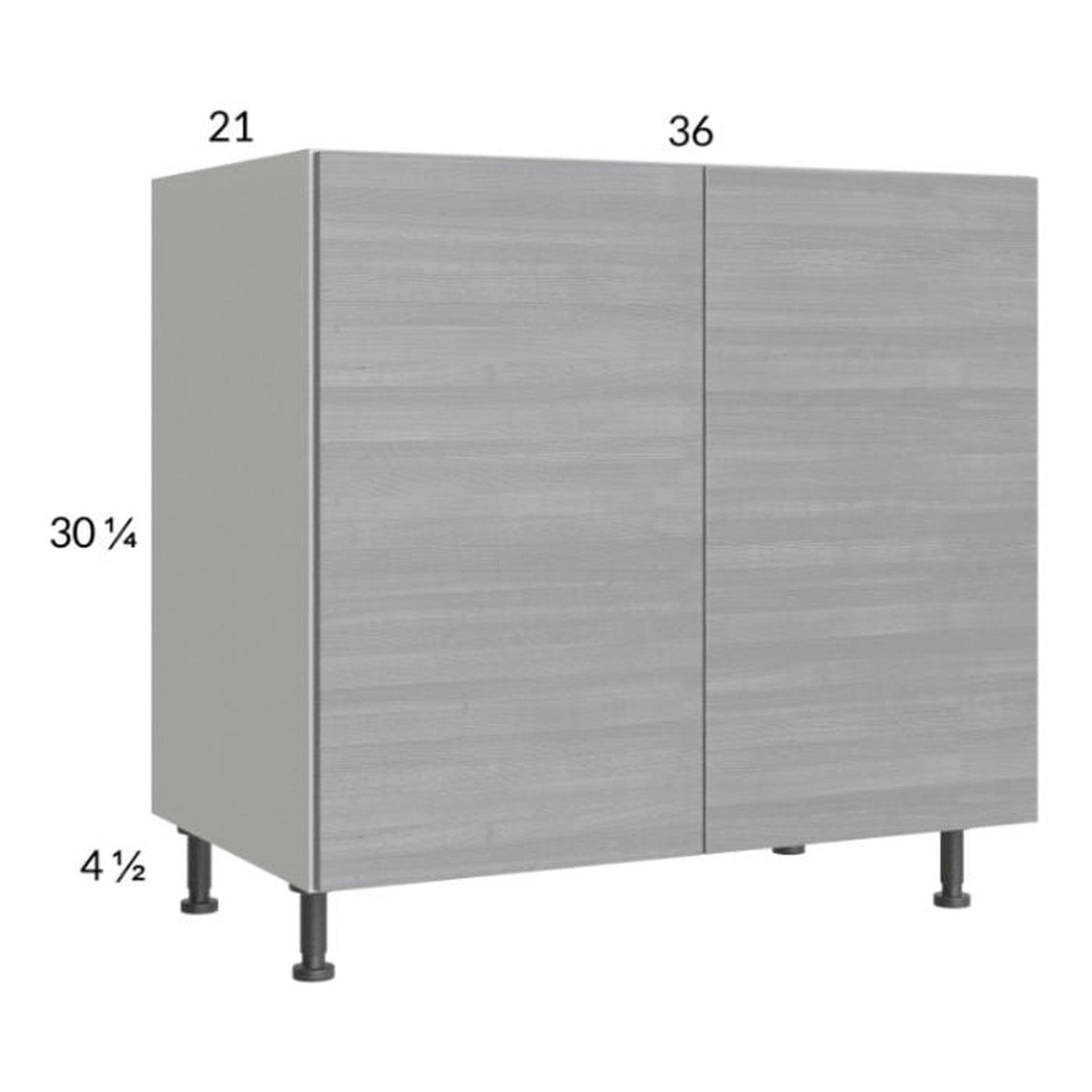 RTA Euro Grey 36" Full Height Door Vanity Sink Base Cabinet