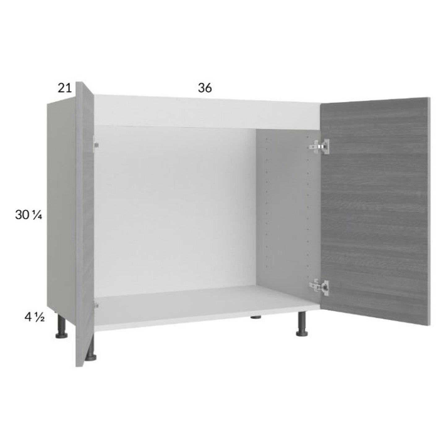 RTA Euro Grey 36" Full Height Door Vanity Sink Base Cabinet