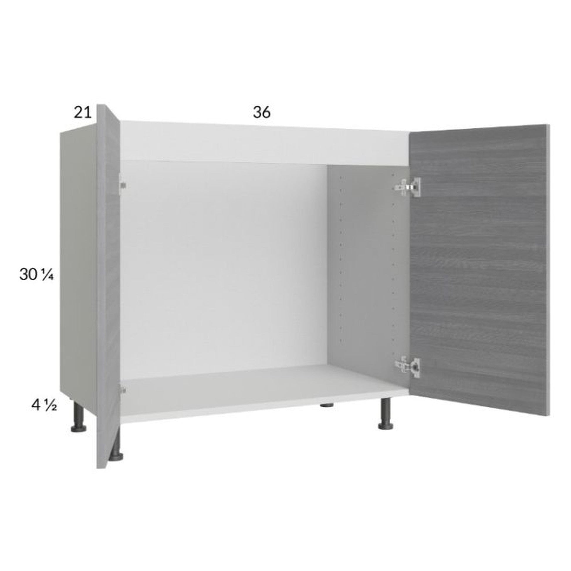 RTA Euro Grey 36" Full Height Door Vanity Sink Base Cabinet