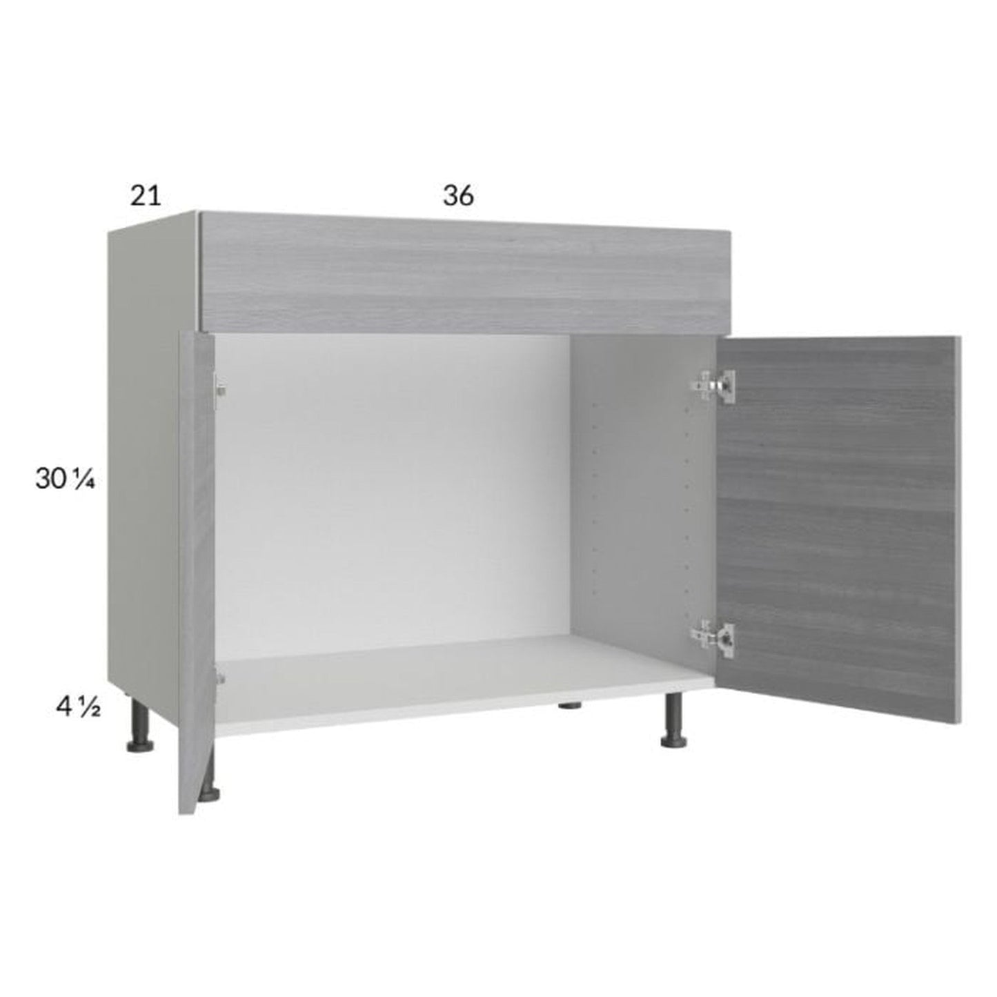 RTA Euro Grey 36" Vanity Sink Base Cabinet with 1 Finished End Panel