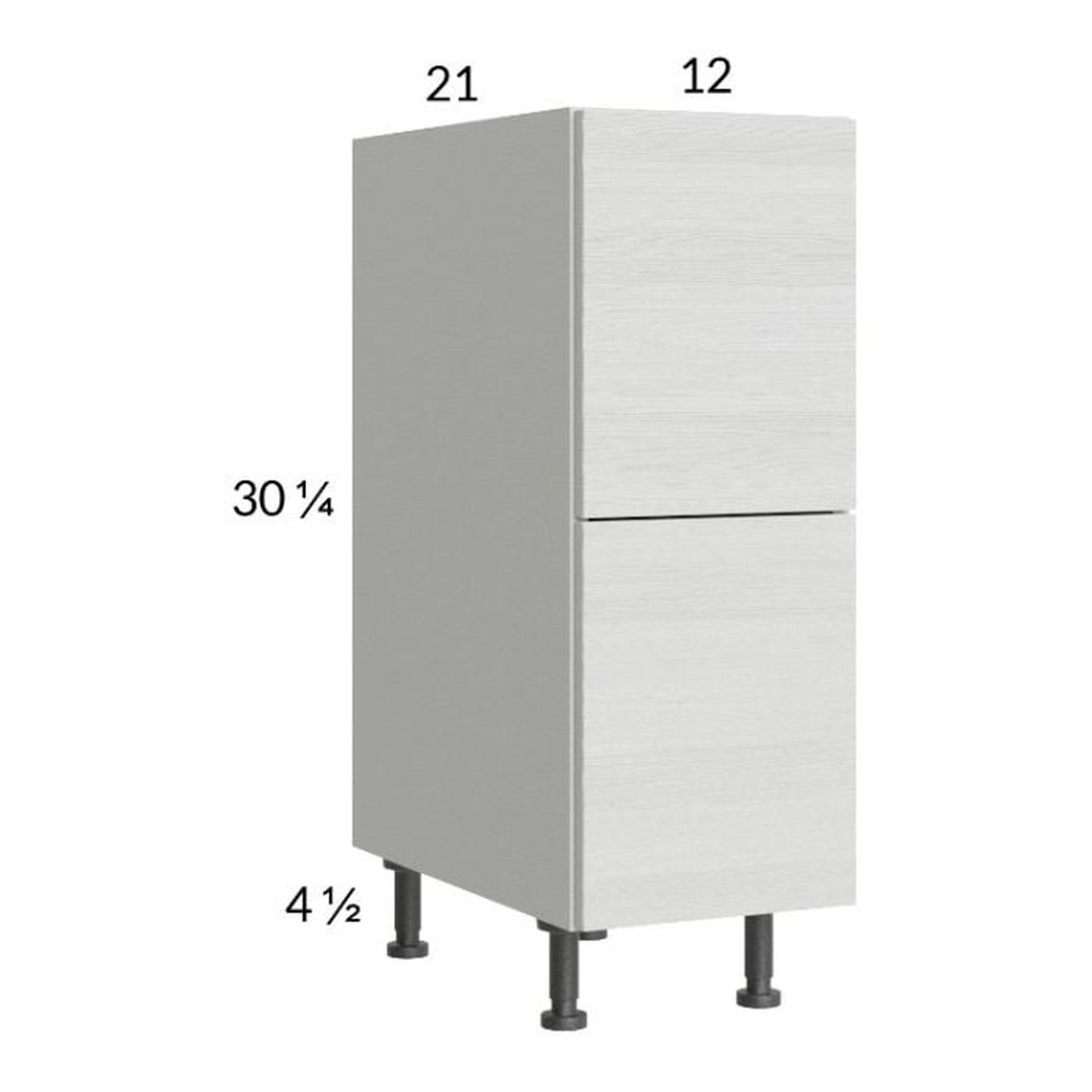 RTA Euro White Grain 12" 2-Drawer Vanity Base Cabinet