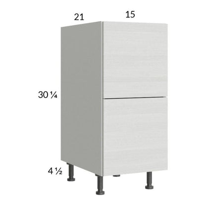 RTA Euro White Grain 15" 2-Drawer Vanity Base Cabinet