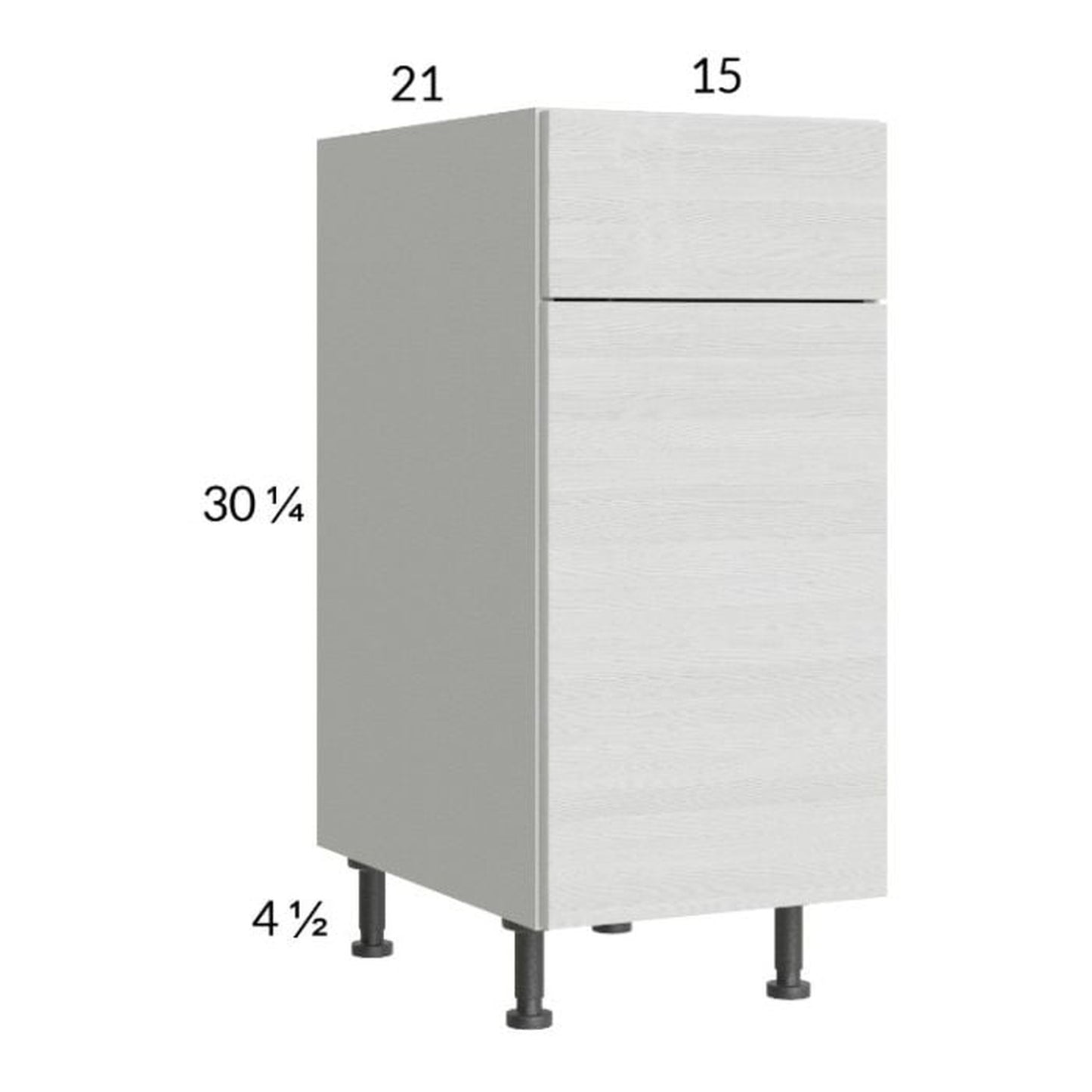 RTA Euro White Grain 15" Vanity Base Cabinet with 2 Finished End Panels