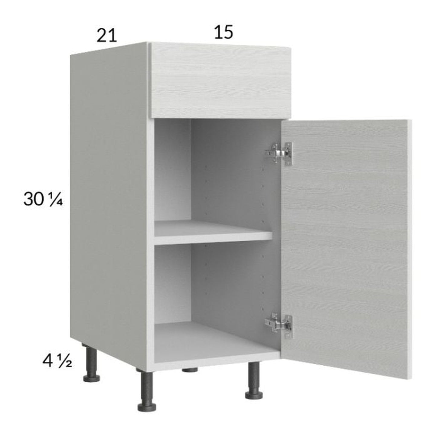 RTA Euro White Grain 15" Vanity Base Cabinet