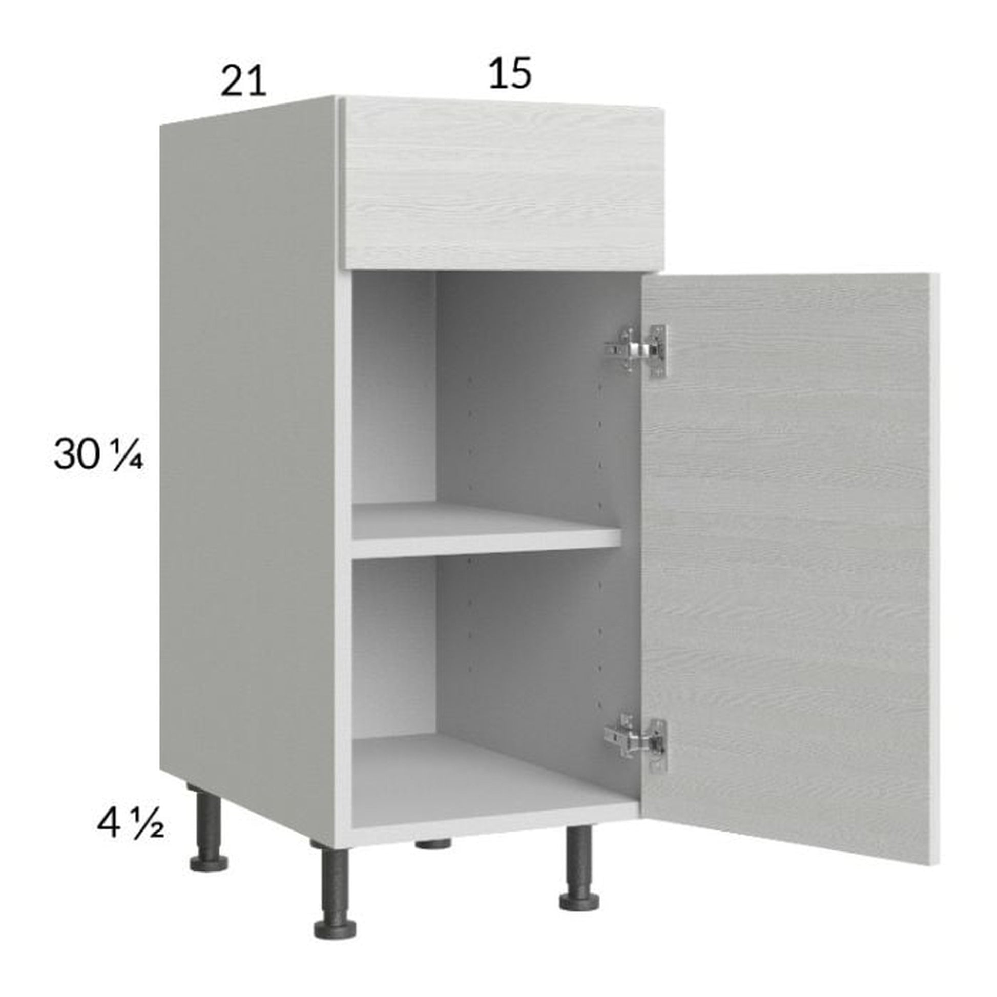 RTA Euro White Grain 15" Vanity Base Cabinet