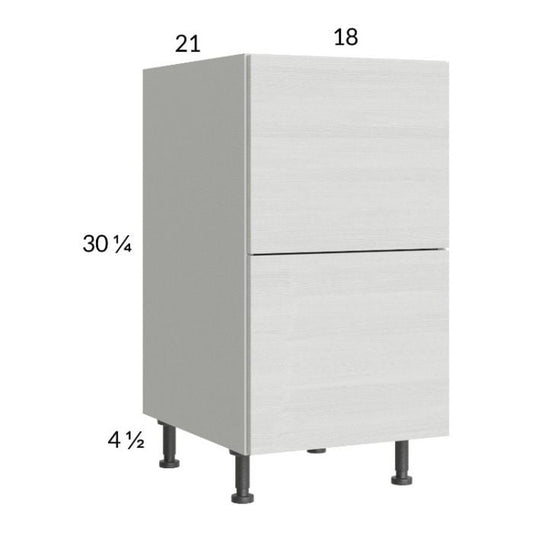 RTA Euro White Grain 18" 2-Drawer Vanity Base Cabinet with 1 Finished End Panel