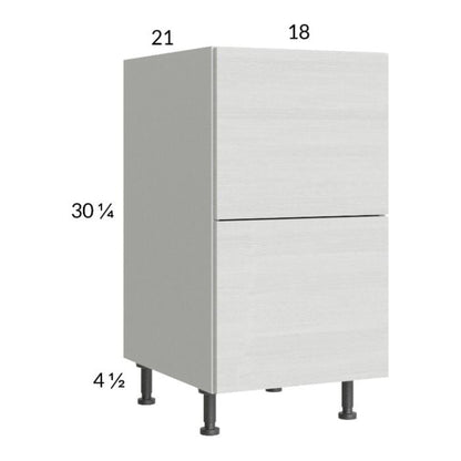 RTA Euro White Grain 18" 2-Drawer Vanity Base Cabinet with 1 Inner Drawer