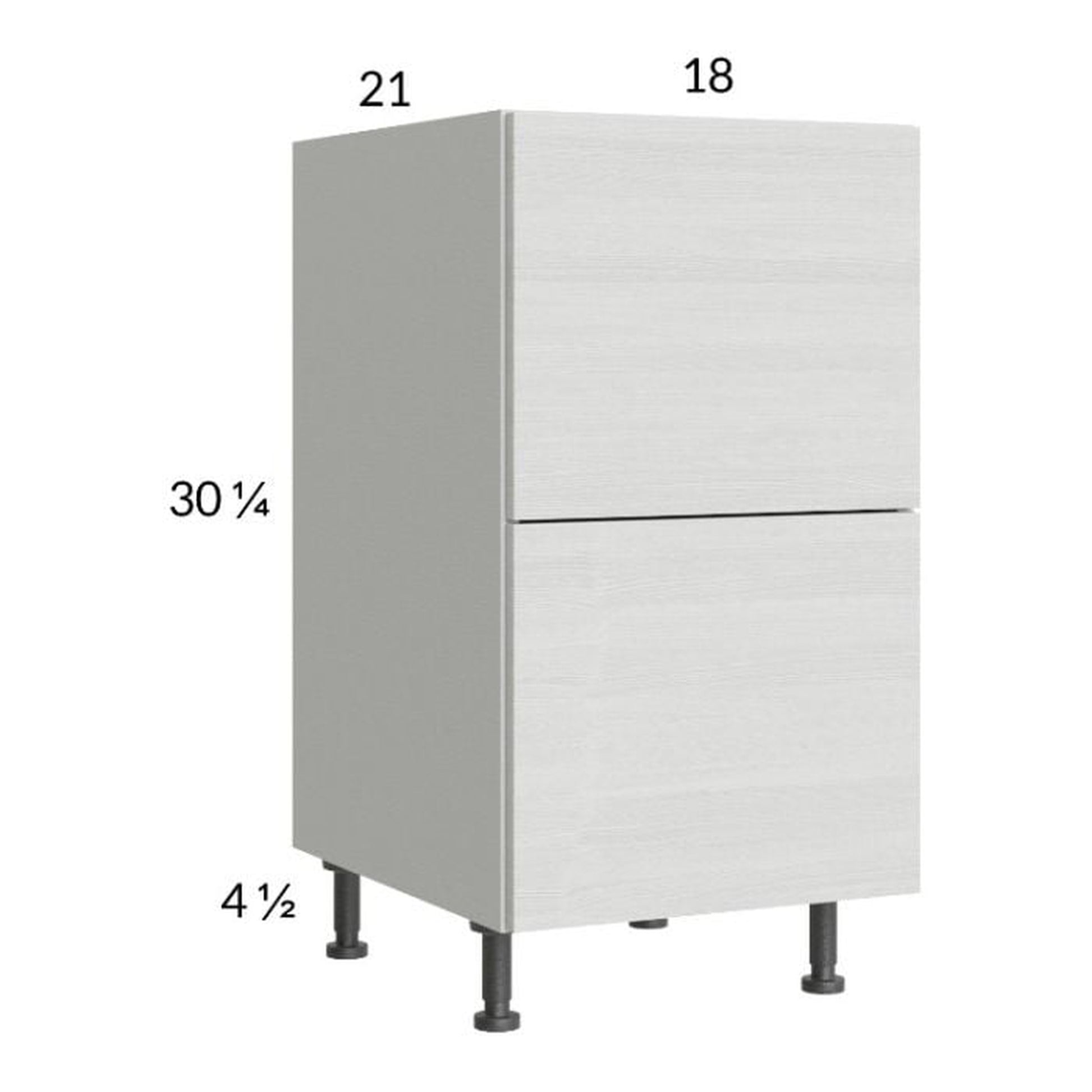 RTA Euro White Grain 18" 2-Drawer Vanity Base Cabinet with 2 Finished End Panels