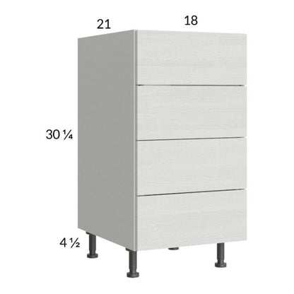 RTA Euro White Grain 18" 4-Drawer Vanity Base Cabinet with 1 Finished End Panel