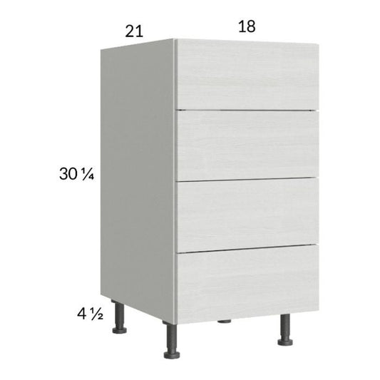 RTA Euro White Grain 18" 4-Drawer Vanity Base Cabinet with 1 Finished End Panel