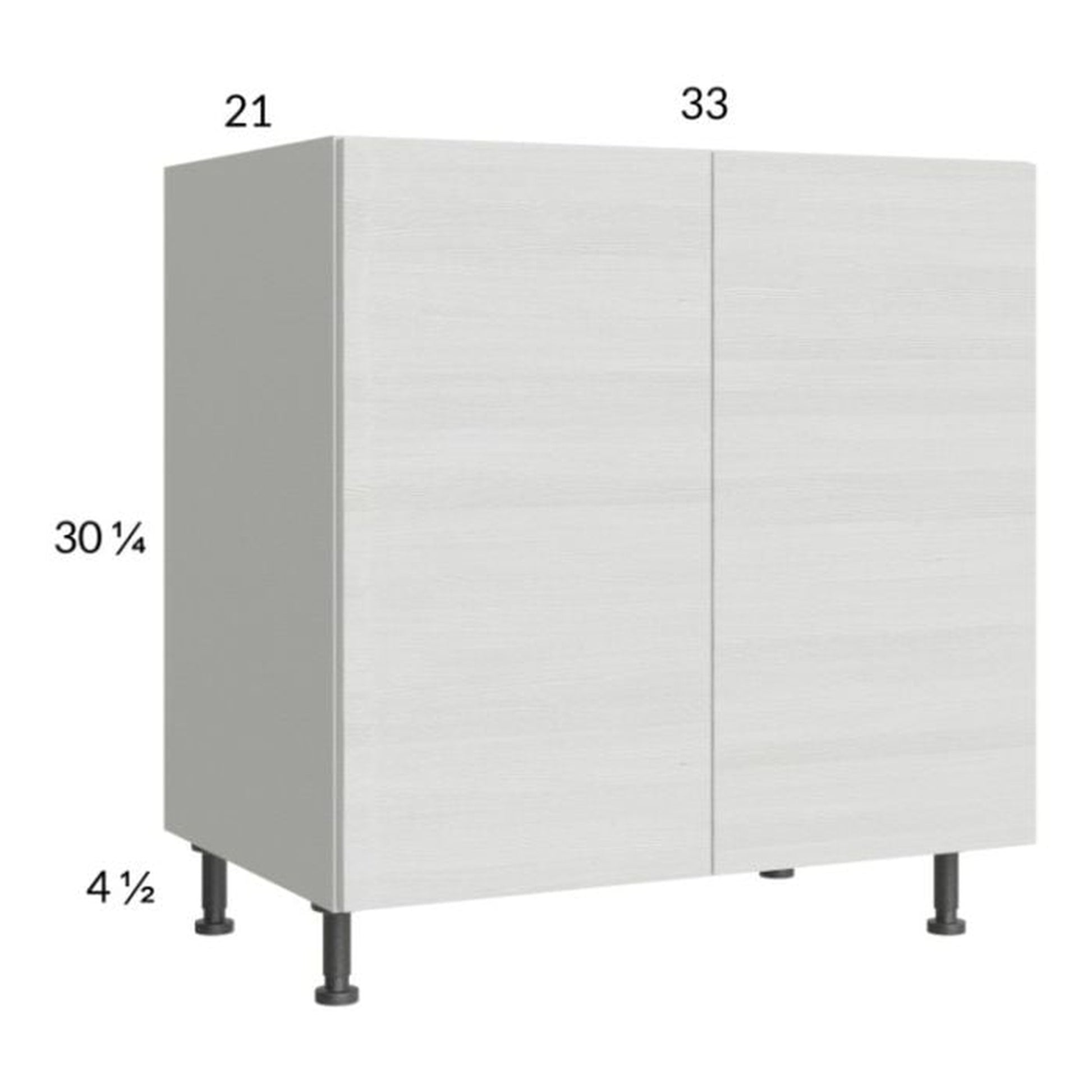 RTA Euro White Grain 33" Full Height Door Vanity Sink Base Cabinet with 2 Finished End Panels