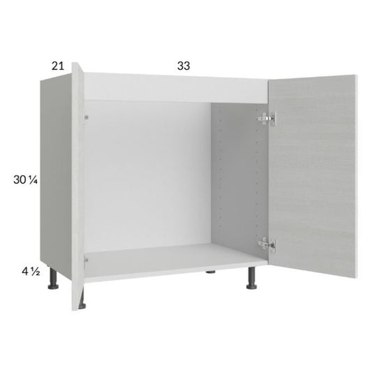 RTA Euro White Grain 33" Full Height Door Vanity Sink Base Cabinet with 2 Finished End Panels