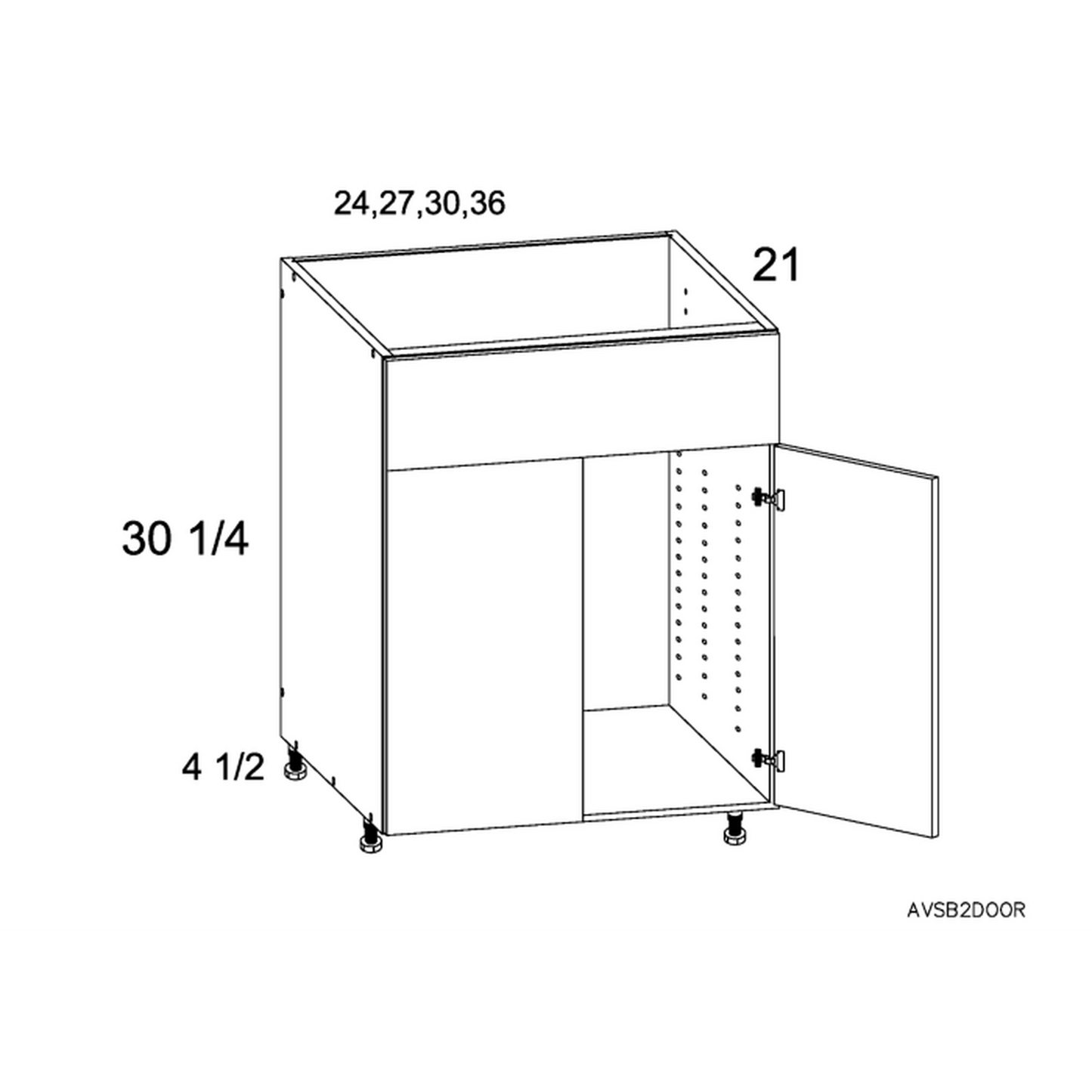 RTA Euro White Grain 33" Vanity Sink Base Cabinet