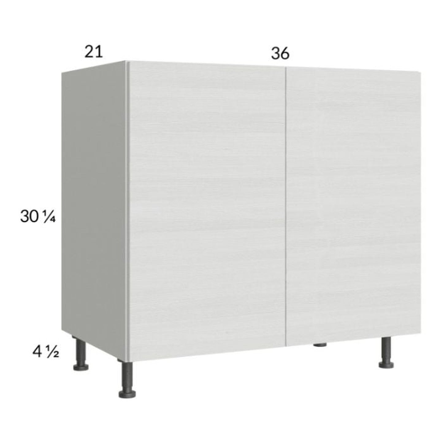 RTA Euro White Grain 36" Full Height Door Vanity Sink Base Cabinet with 2 Finished End Panels