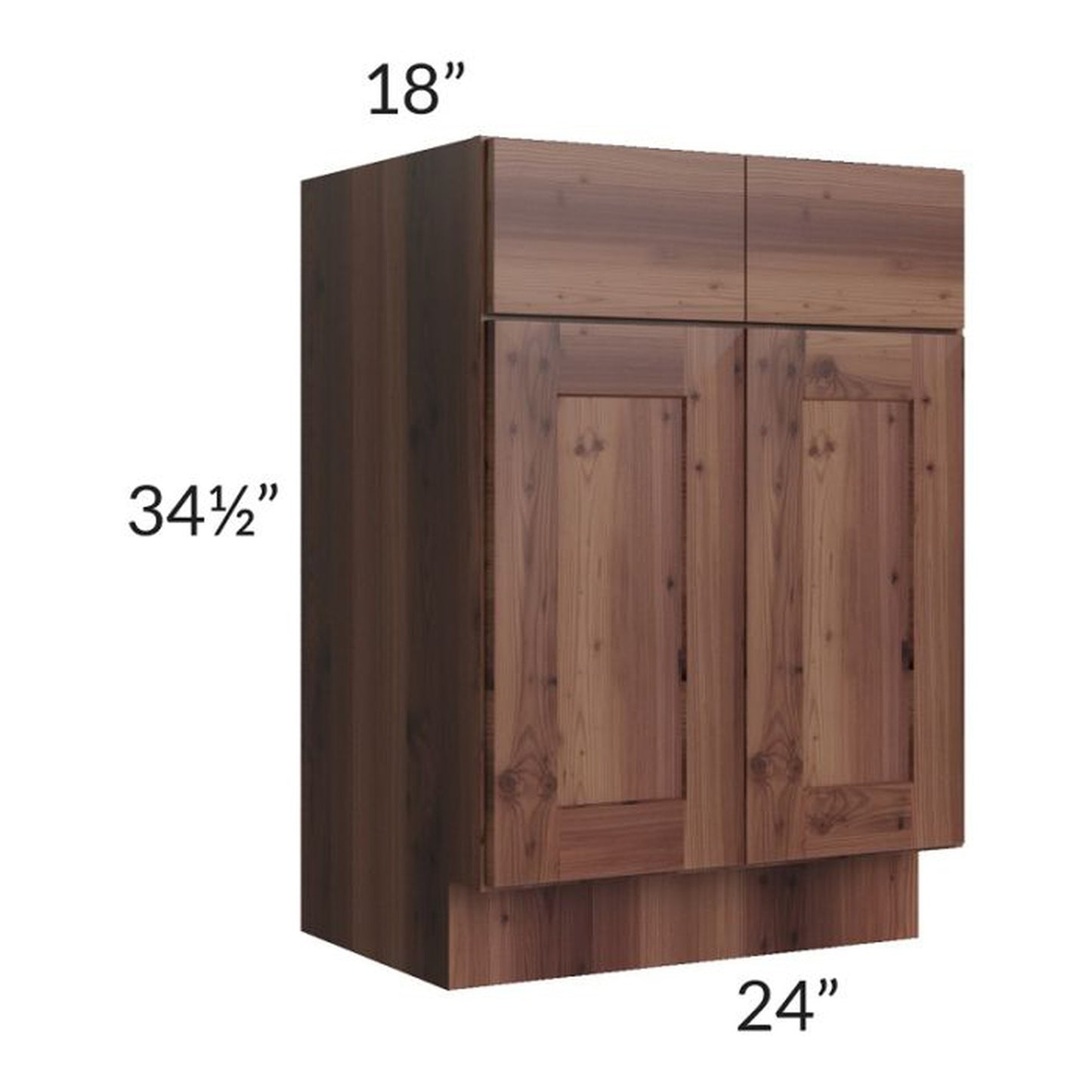 RTA Farmhouse Walnut Shaker 24" Vanity Sink Base Cabinet (18" depth)